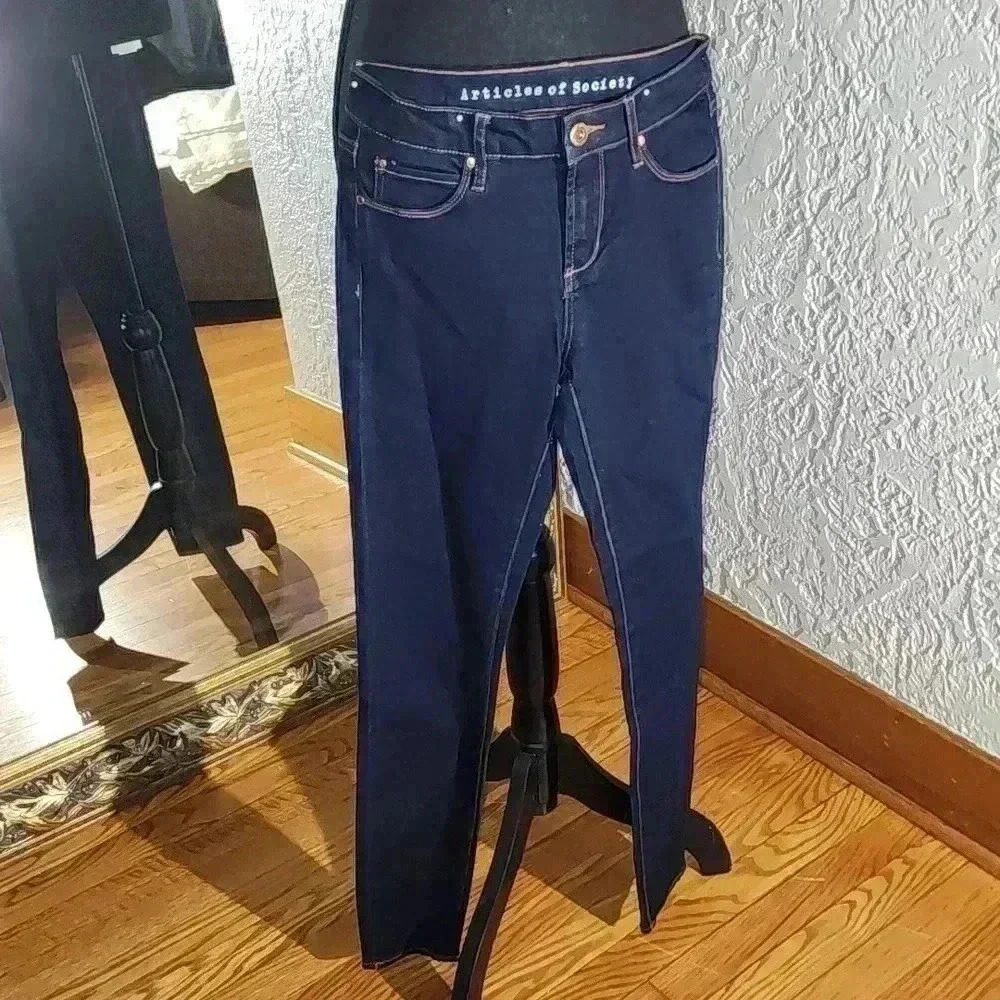 Articles Of Society Skinny Denim Jeans Women's Size 25 Blue Low Rise Dark Wash